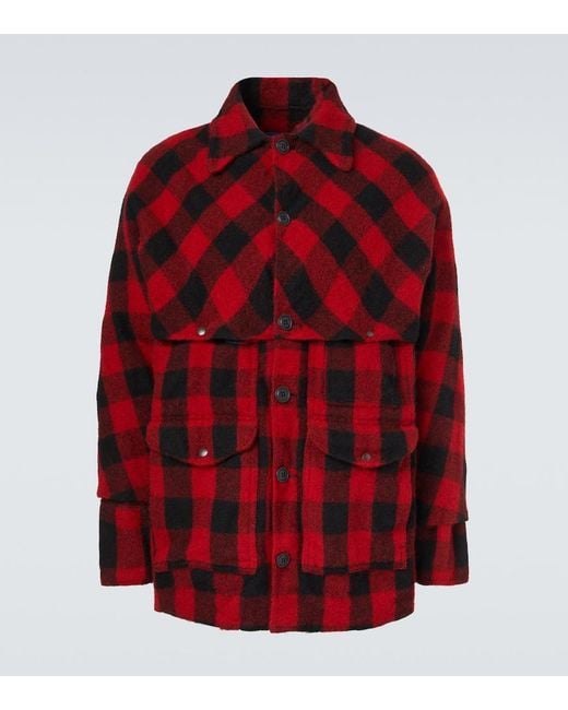 Junya Watanabe Red Checked Wool Jacket for men