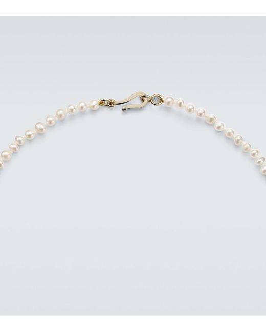 Ileana Makri White 9Kt Beaded Necklace With Freshwater Pearls And Hessonite for men