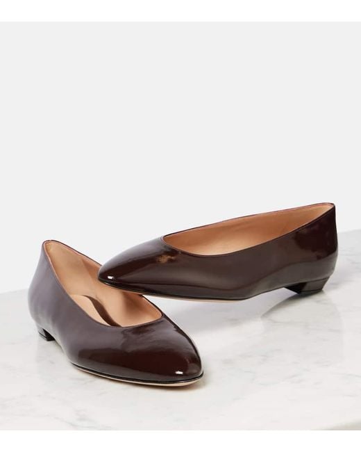 Gianvito Rossi Brown Amelia Patent Leather Ballet Flats