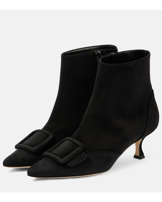 Manolo Blahnik Black Baylow Suede Ankle Boots