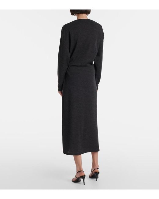 Vince Black Draped Midi Skirt