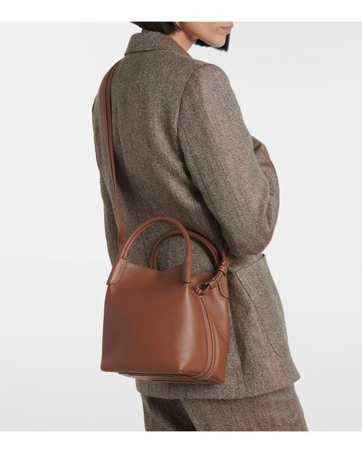 Loro Piana Brown Bale Small Leather Tote Bag