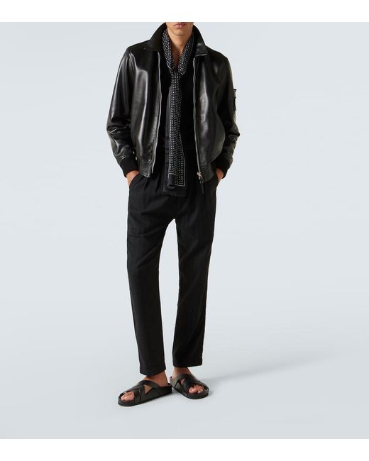 Tom Ford Black Leather Slides for men