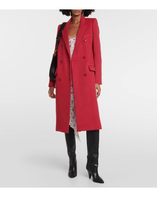 Isabel Marant Red Enarryli Wool And Cashmere Coat