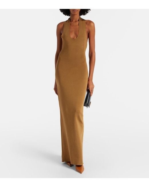 Khaite Brown Mahi Halterneck Maxi Dress