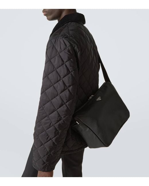 Prada Black Leather Shoulder Bag for men