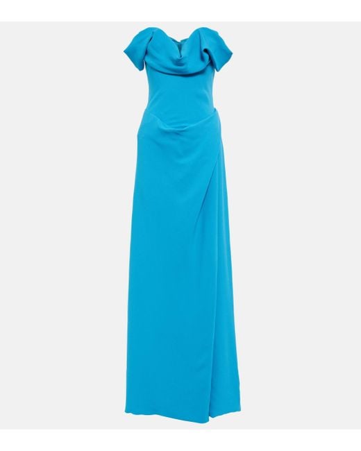 Vivienne Westwood Blue Oriana Crepe Off-shoulder Gown