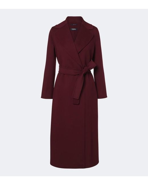 Max Mara Red Wool Wrap Coat