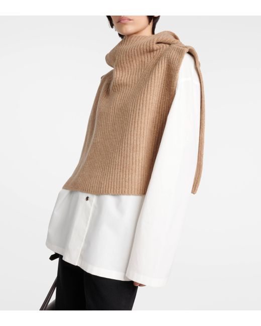 Totême  Natural Ribbed-knit Wool And Cashmere Snood