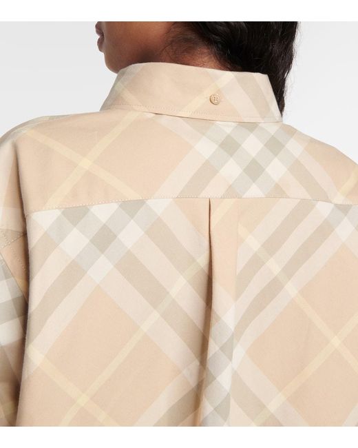 Camisa de algodon con Check Burberry de color Natural