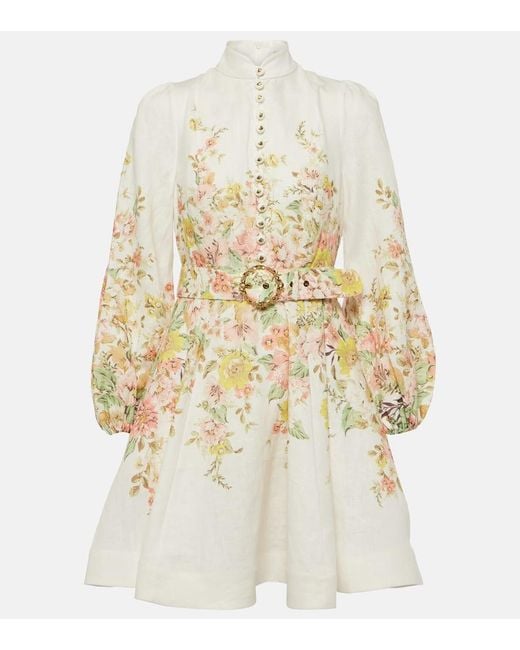 Vestido corto con motivo floral Zimmermann de color White