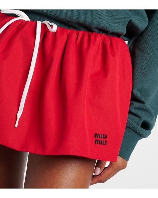 Miu Miu Red Minirock Aus Baumwollpopeline