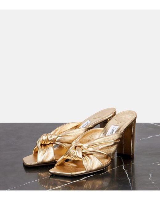 Jimmy Choo Avenue 85 Metallic Leather Sandals