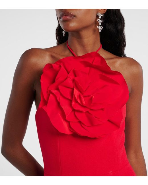 Rebecca Vallance Red Cameron Floral-Applique Crepe Minidress