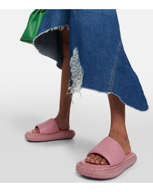 J.W. Anderson Pink Embellished Leather Platform Sandals