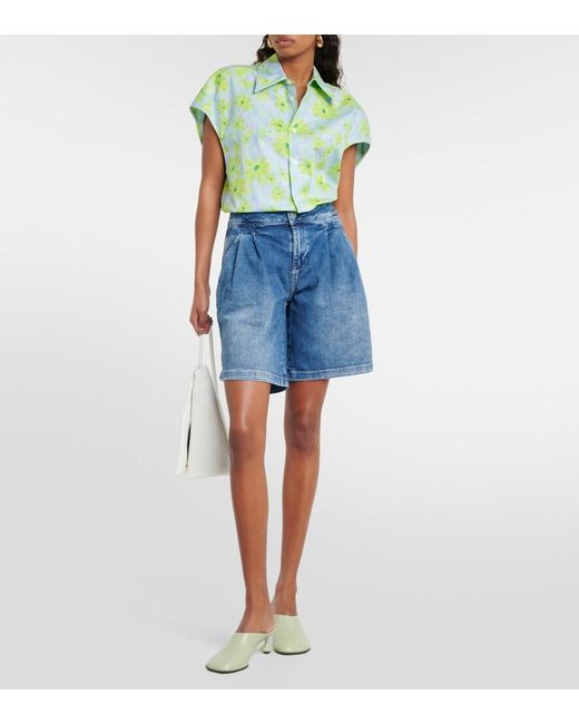 AG Jeans Blue High-Rise Denim Shorts