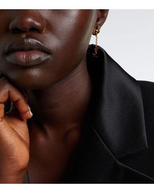 Saint Laurent Metallic Cassandre Brass Earrings