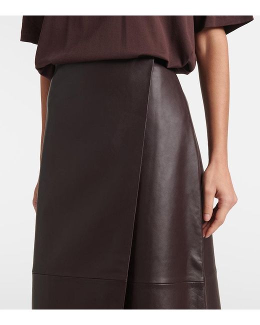 Falda Envolvente Hedi De Piel Frankie Shop de color Brown