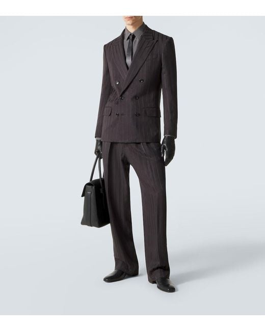 Tom Ford Blue Striped Jacquard Straight Pants for men