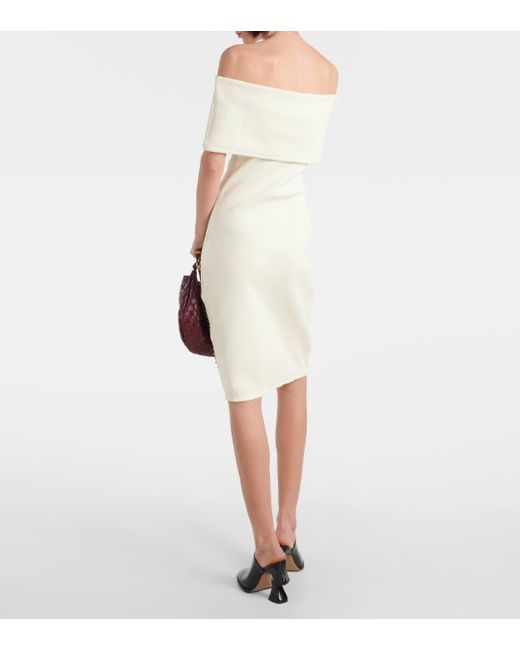 Bottega Veneta Natural Off-shoulder Midi Dress