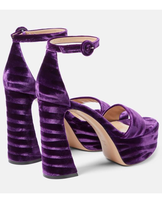 Gianvito Rossi Purple Holly Velvet Platform Sandals