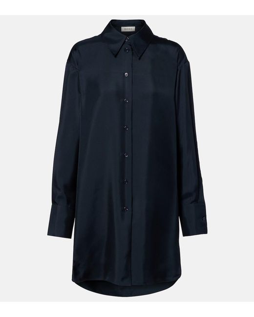 Rohe Blue Oversized Silk Satin Shirt