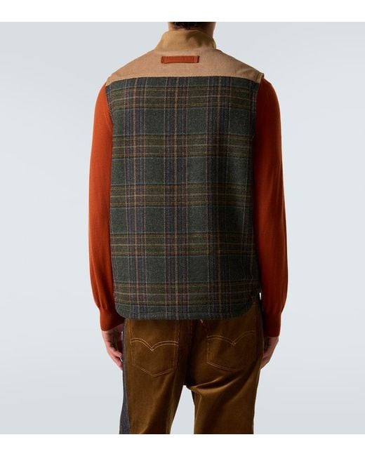 Junya Watanabe Weste Aus Baumwolle Und Wolle Mit Leder in Brown für Herren