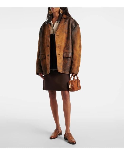 Miu Miu Brown Oversized Suede Jacket