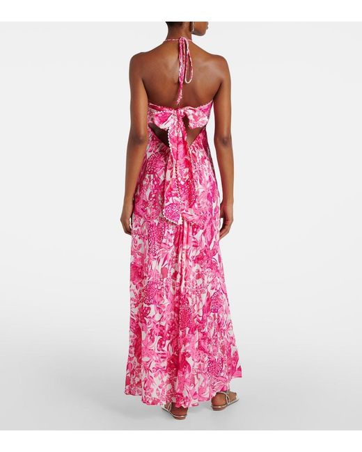 Poupette Pink Carla Printed Halterneck Maxi Dress
