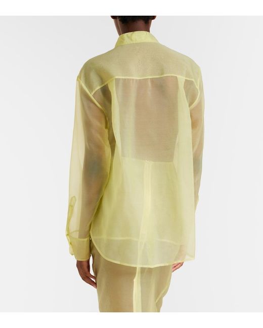 Frankie Shop Yellow Peri Sheer Silk-Blend Shirt