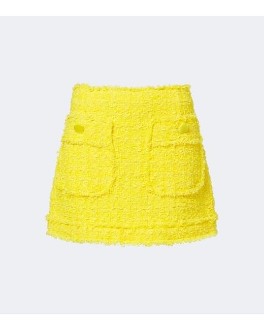 Dolce & Gabbana Yellow Cotton-Blend Tweed Miniskirt