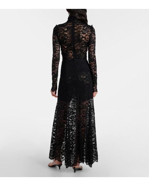 Rabanne Black Floral Lace Maxi Skirt