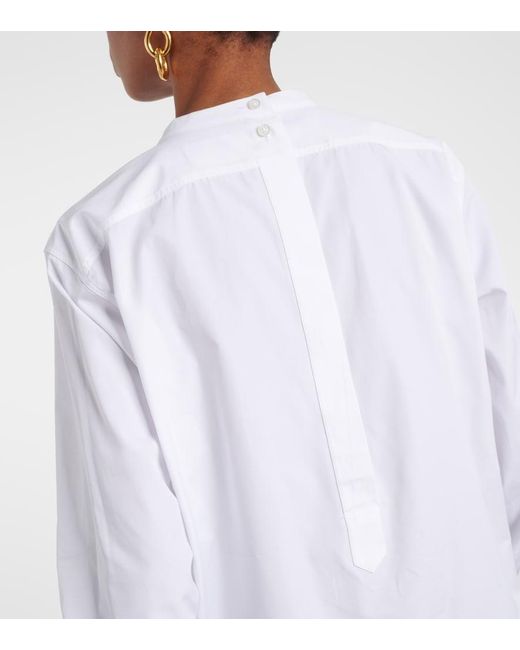 Jil Sander White Embroidered Cotton Poplin Blouse