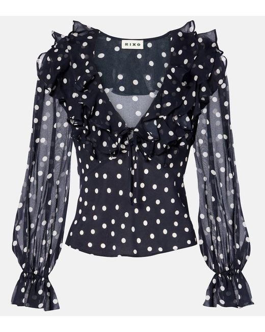 Rixo Blue Top Lasca Aus Seide