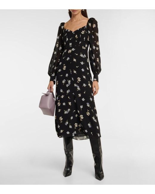 Dorothee Schumacher Black Midnight Blossom Midi Dress