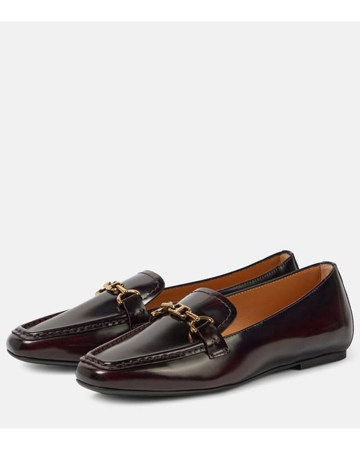 Tod's Brown Polished Leather Loafers