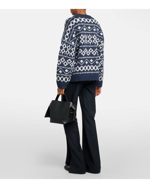Vince Blue Fair Isle Wool-Blend Sweater