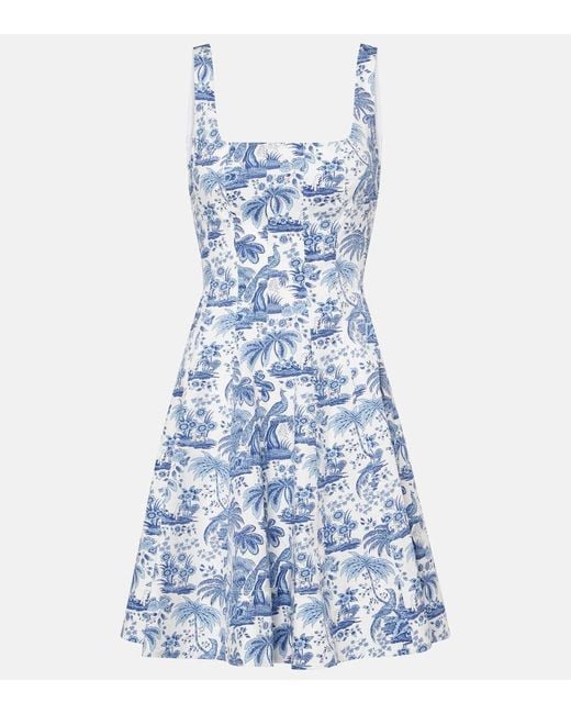 Staud Blue Wells Floral Cotton Minidress