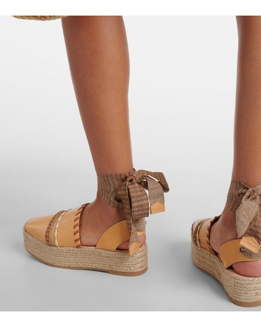Ulla Johnson Natural Leather Platform Espadrilles