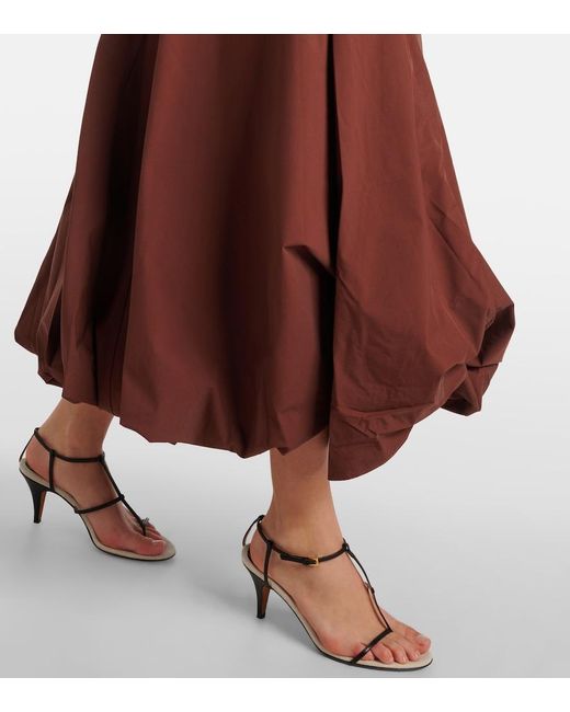 Jonathan Simkhai Brown Olivia Draped Cotton-Blend Poplin Midi Dress