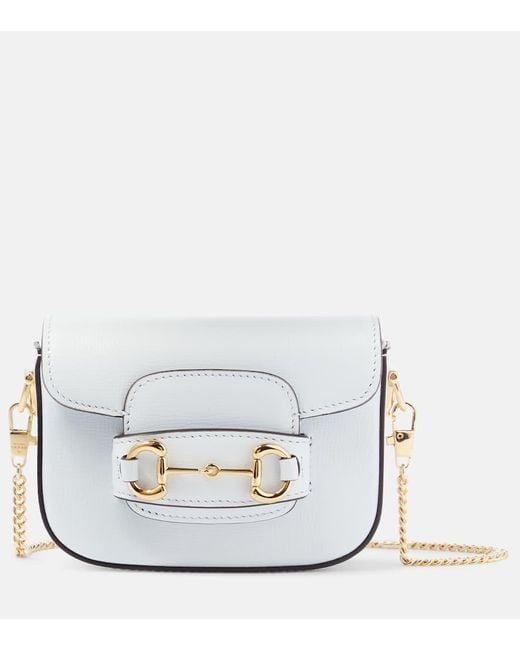 Gucci White Schultertasche Horsebit 1955 Micro Aus Leder