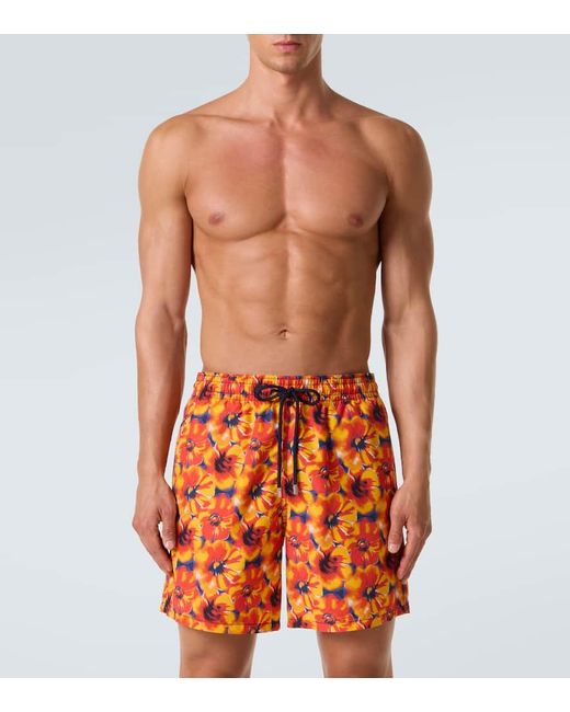 Vilebrequin Orange Floral Swim Trunks for men