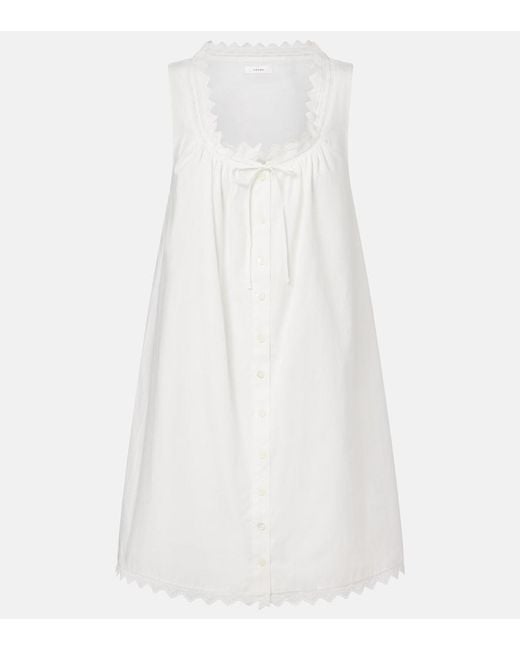 FRAME White Scalloped Cotton Poplin Shirt Dress