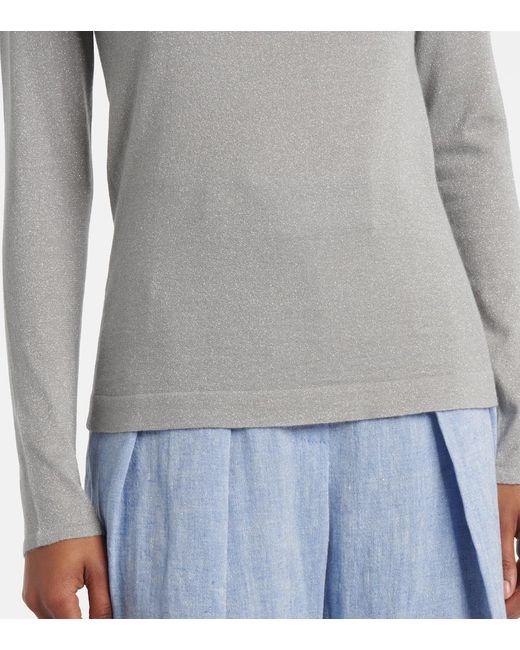 Brunello Cucinelli Gray Sparkling Cashmere And Silk-Blend Sweater
