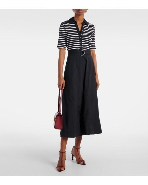Veronica Beard Blue Delise Striped Cotton-Blend Midi Dress