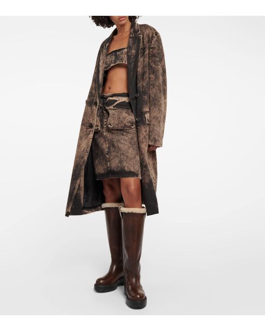 Miu Miu Brown Shearling-lined Leather Knee-high Boots