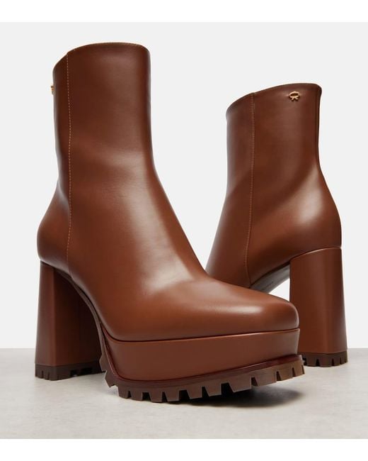 Gianvito Rossi Brown Harlem 70 Leather Platform Ankle Boots