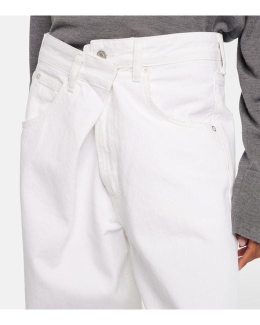 Agolde White Vana Fold Wide-Leg Jeans