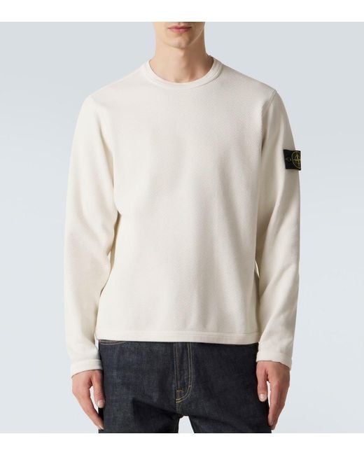 Stone Island White Cotton Jersey Sweatshirt for men