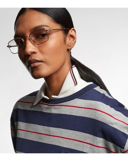Miu Miu Metallic Logo Rectangular Sunglasses